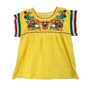 YZXDORWJ Embroidered Blouse‎ 2XL  Red Yellow Green Lace Sleeves